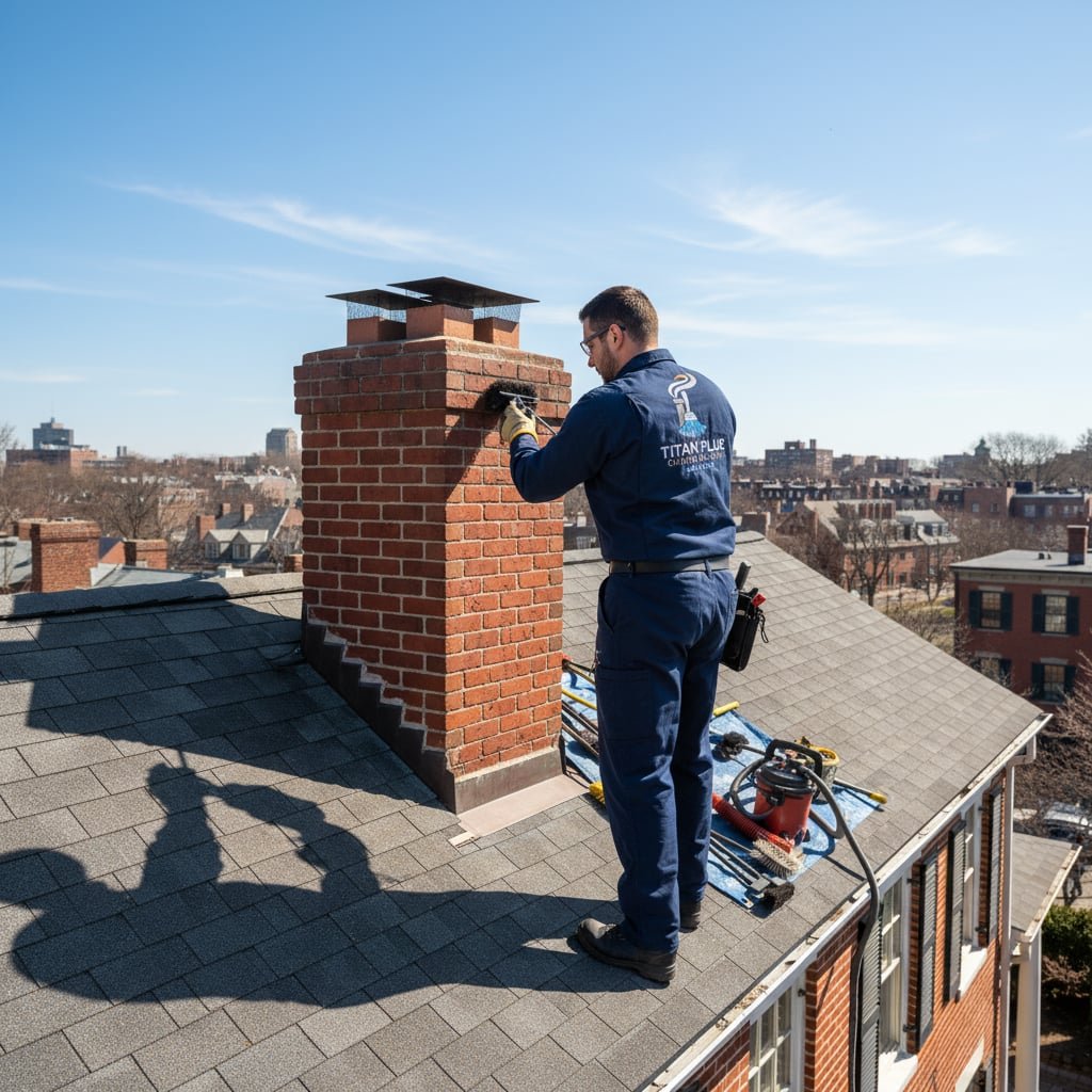Titan Flue Chimney Sweep team working on chimney
